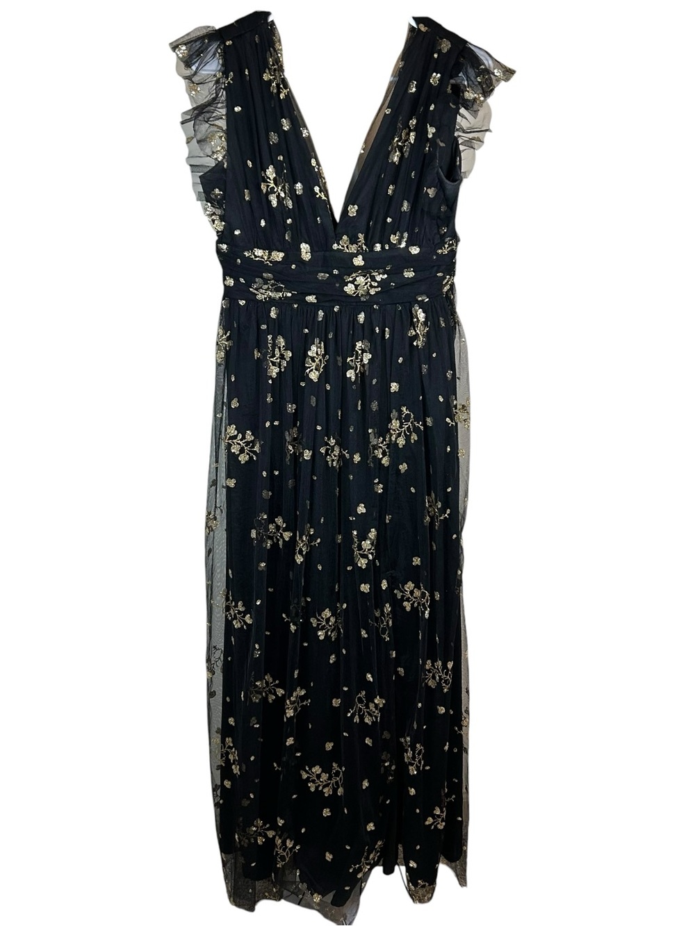 Baltic Born Natalia Embellished Maxi Dress Black Gold Whimsical Evening L - Picture 5 of 12